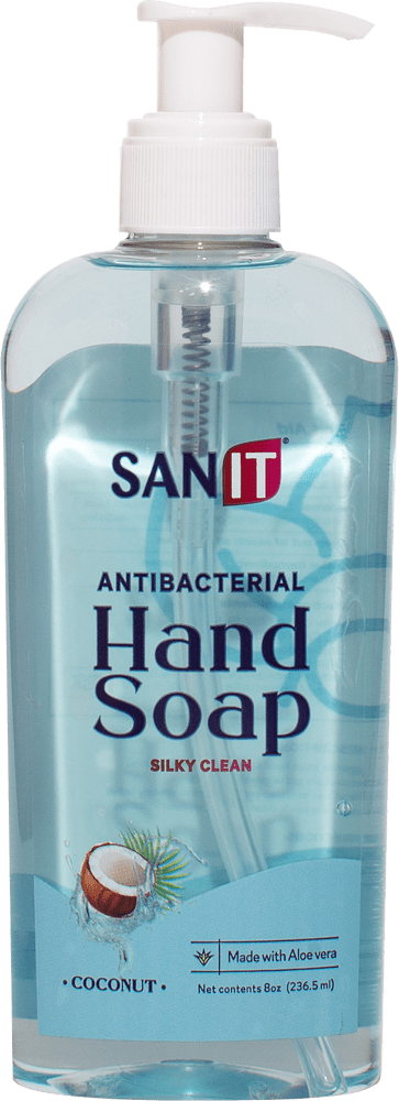 sanit 8oz coconut antibacterial hand soap bottle